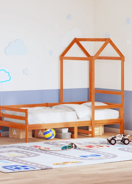 Kinderbedhuisje 118x70x176,5 cm massief grenenhout wasbruin