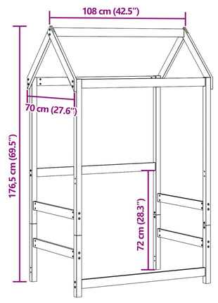 Kinderbedhuisje 108x70x176,5 cm massief grenenhout wasbruin
