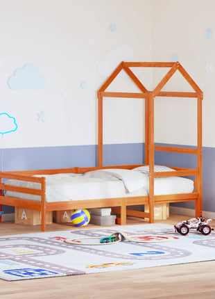 Kinderbedhuisje 108x70x176,5 cm massief grenenhout wasbruin