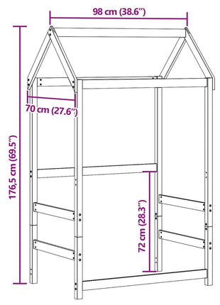 Kinderbedhuisje 98x70x176,5 cm massief grenenhout