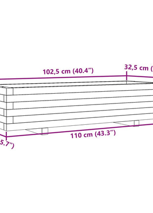 Plantenbak 110x40x26,5 cm massief grenenhout
