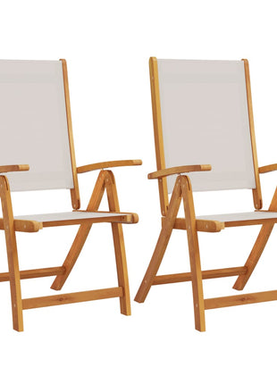 Tuinstoelen inklapbaar 2 st massief acaciahout en textileen