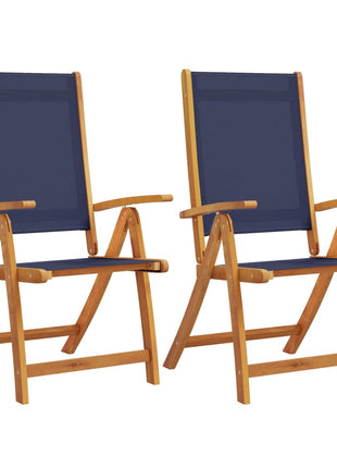 Tuinstoelen inklapbaar 2 st massief acaciahout en textileen
