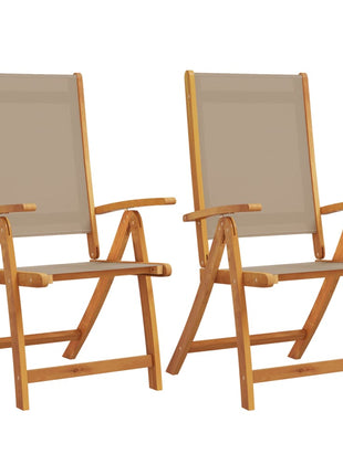 Tuinstoelen inklapbaar 2 st massief acaciahout en textileen