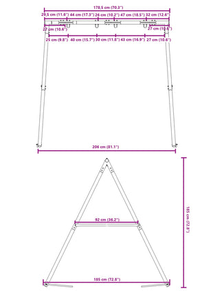 Schommelframe voor buiten met 4 ophanghaken staal blauw