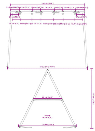Schommelframe voor buiten met 6 ophanghaken staal blauw