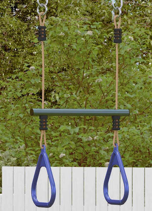 Trapezestang en ringen voor kinderen staal blauw en donkergroen