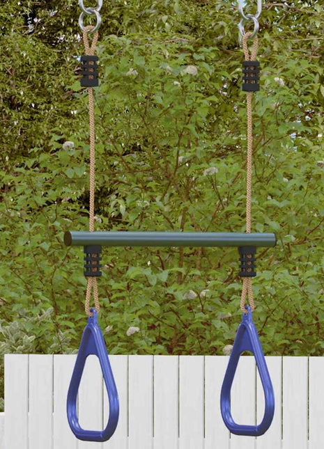 Trapezestang en ringen voor kinderen staal blauw en donkergroen