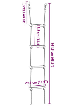 Touwladder voor kinderen met 4 sporten meerkleurig