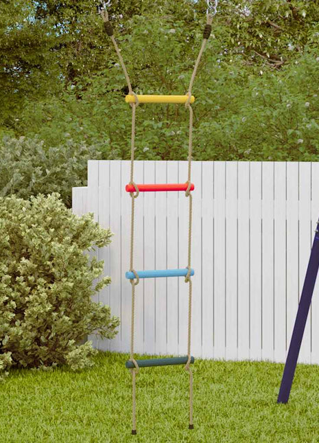 Touwladder voor kinderen met 4 sporten meerkleurig