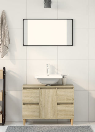 Wastafelkast 80x33x60 cm bewerkt hout sonoma eikenkleurig