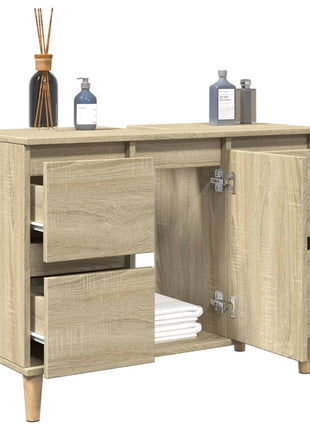 Wastafelkast 80x33x60 cm bewerkt hout sonoma eikenkleurig