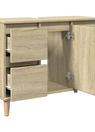 Wastafelkast 80x33x60 cm bewerkt hout sonoma eikenkleurig