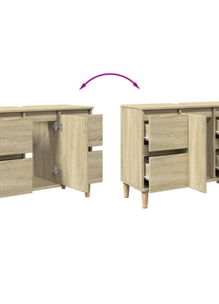 Wastafelkast 80x33x60 cm bewerkt hout sonoma eikenkleurig