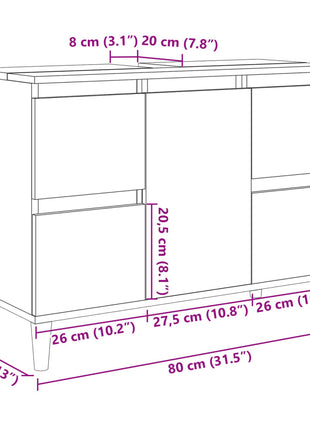 Wastafelkast 80x33x60 cm bewerkt hout sonoma eikenkleurig