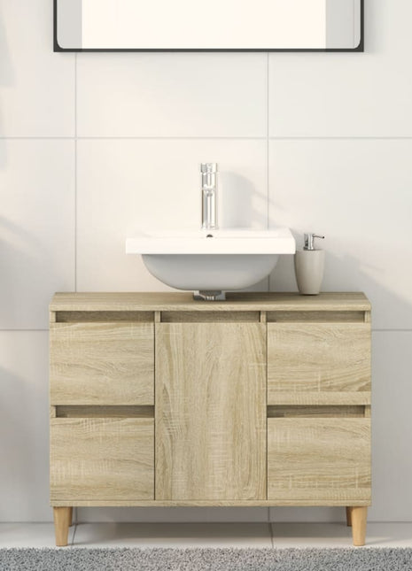 Wastafelkast 80x33x60 cm bewerkt hout sonoma eikenkleurig