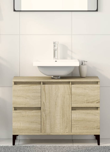 Wastafelkast 80x33x60 cm bewerkt hout sonoma eikenkleurig