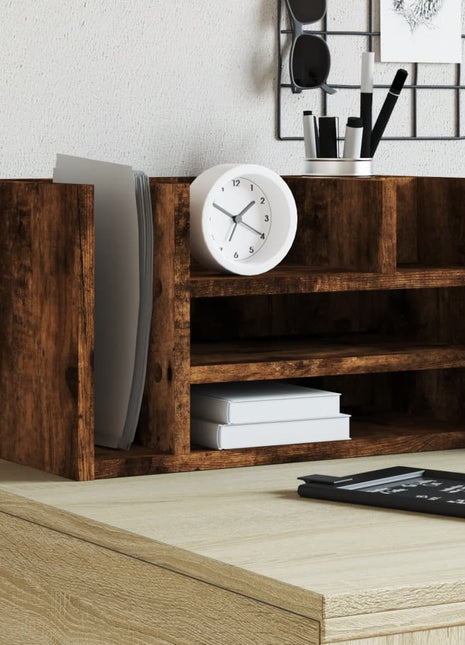 Bureau organiser 44,5x24x25 cm bewerkt hout gerookt eikenkleur