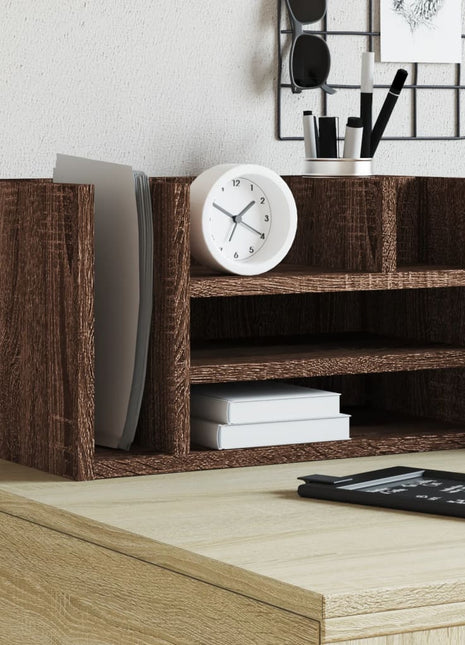 Bureau organiser 44,5x24x25 cm bewerkt hout bruin eikenkleur