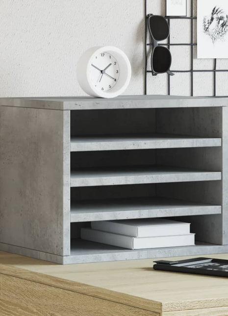 Bureau organiser 36x26x29,5 cm bewerkt hout betongrijs