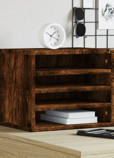 Bureau organiser 36x26x29,5 cm bewerkt hout gerookt eikenkleur
