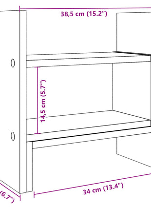 Bureau organiser 38,5x17x39 cm bewerkt hout gerookt eikenkleur