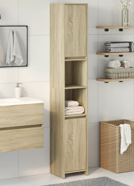 Badkamerkast 30x30x183,5 cm spaanplaat sonoma eikenkleurig