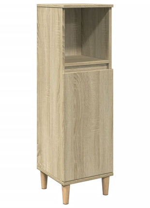Badkamerkast 30x30x100 cm bewerkt hout sonoma eikenkleurig