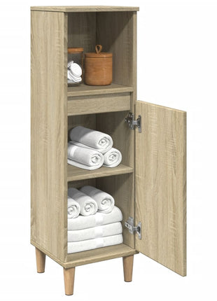 Badkamerkast 30x30x100 cm bewerkt hout sonoma eikenkleurig