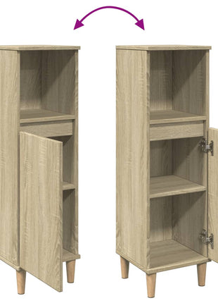 Badkamerkast 30x30x100 cm bewerkt hout sonoma eikenkleurig
