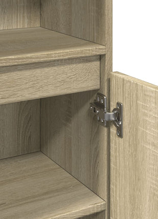 Badkamerkast 30x30x100 cm bewerkt hout sonoma eikenkleurig