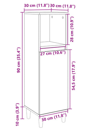 Badkamerkast 30x30x100 cm bewerkt hout sonoma eikenkleurig