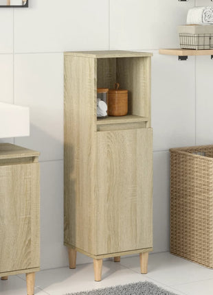 Badkamerkast 30x30x100 cm bewerkt hout sonoma eikenkleurig