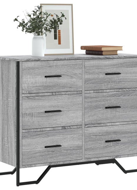 Ladekast 91x35,5x74,5 cm bewerkt hout grijs sonoma eikenkleurig