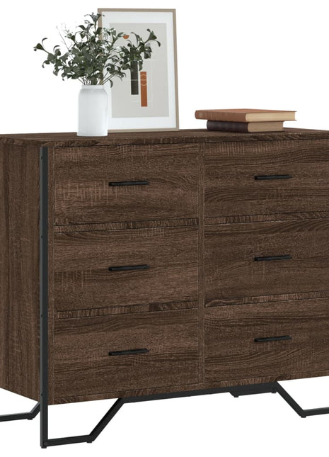 Ladekast 91x35,5x74,5 cm bewerkt hout bruin eikenkleurig
