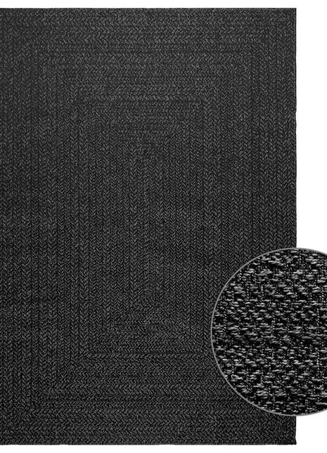 Vloerkleed ZIZUR binnen en buiten 140x200cm jute look antraciet