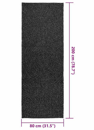Vloerkleed ZIZUR binnen en buiten 80x200 cm jute look antraciet