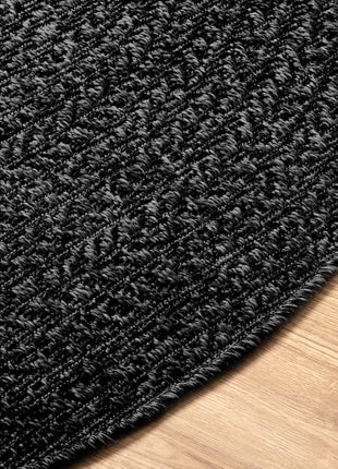 Vloerkleed ZIZUR binnen en buiten Ø 120 cm jute look antraciet