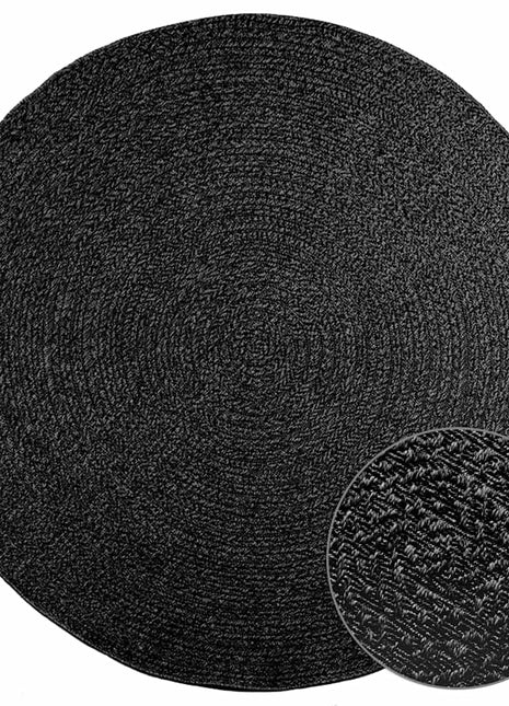 Vloerkleed ZIZUR binnen en buiten Ø 200 cm jute look antraciet