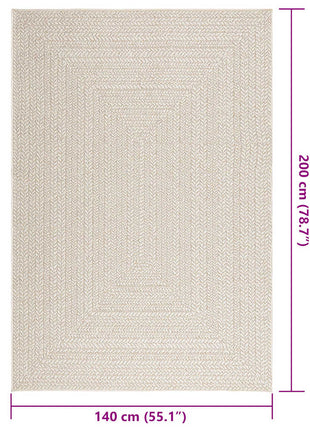 Vloerkleed ZIZUR room binnen en buiten 140x200 cm jute look