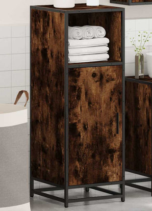 Badkamerkast 35x37,5x100 cm bewerkt hout gerookt eikenkleurig