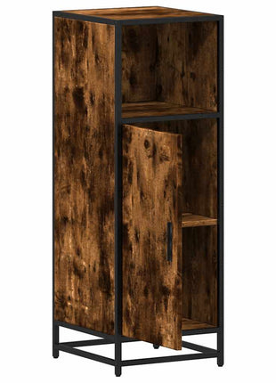 Badkamerkast 35x37,5x100 cm bewerkt hout gerookt eikenkleurig