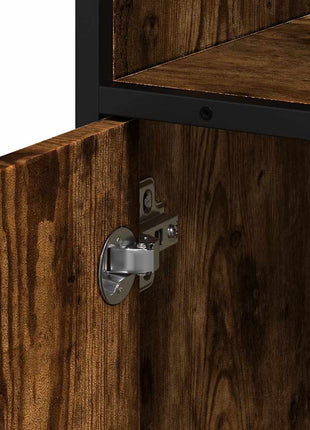 Badkamerkast 35x37,5x100 cm bewerkt hout gerookt eikenkleurig