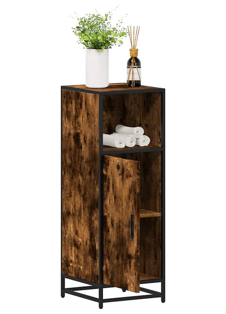 Badkamerkast 35x37,5x100 cm bewerkt hout gerookt eikenkleurig