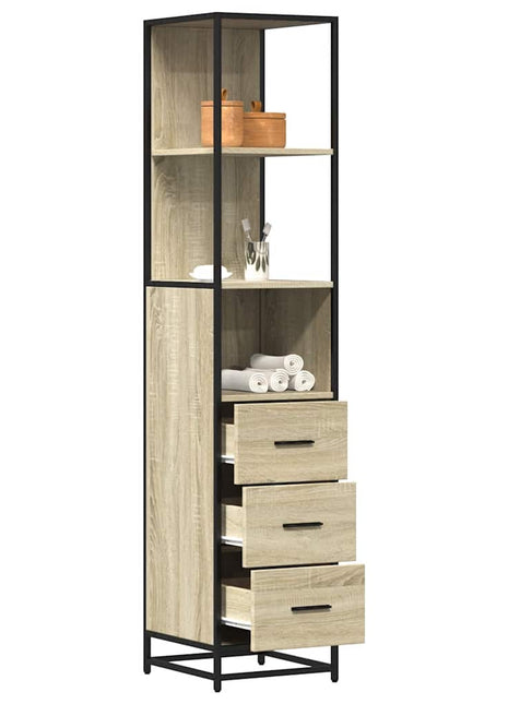 Badkamerkast 35x37,5x166 cm bewerkt hout sonoma eikenkleurig