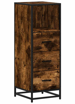 Badkamerkast 35x37,5x100 cm bewerkt hout gerookt eikenkleurig