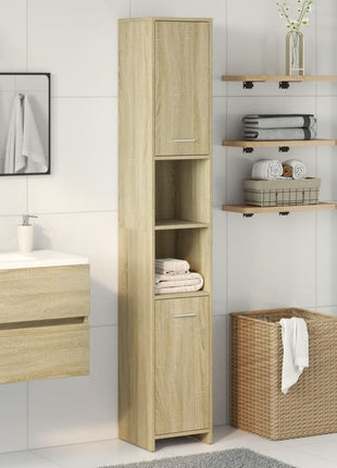 Badkamerkast 30x30x183,5 cm spaanplaat sonoma eikenkleurig