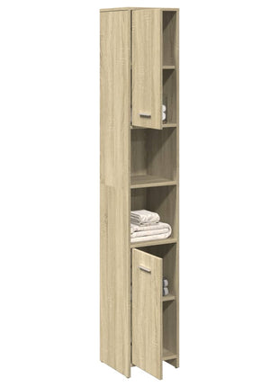 Badkamerkast 30x30x183,5 cm spaanplaat sonoma eikenkleurig