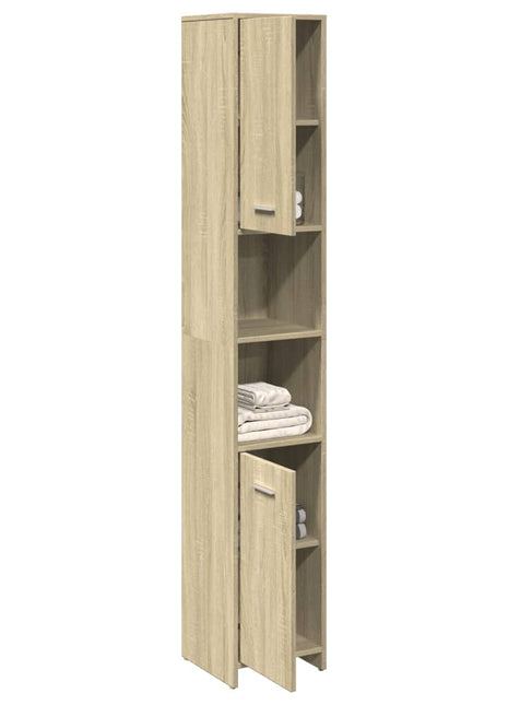 Badkamerkast 30x30x183,5 cm spaanplaat sonoma eikenkleurig