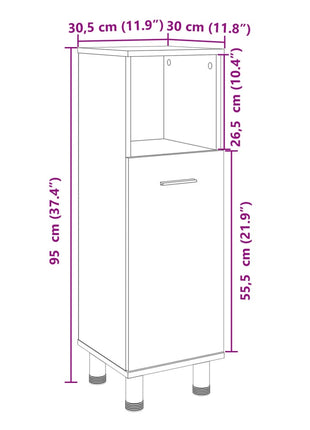 Badkamerkast 30,5x30x95 cm bewerkt hout sonoma eikenkleurig